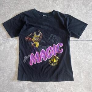 90s Vintage Los Angeles Lakers Magic Johnson Salem Black T Shirt Size M